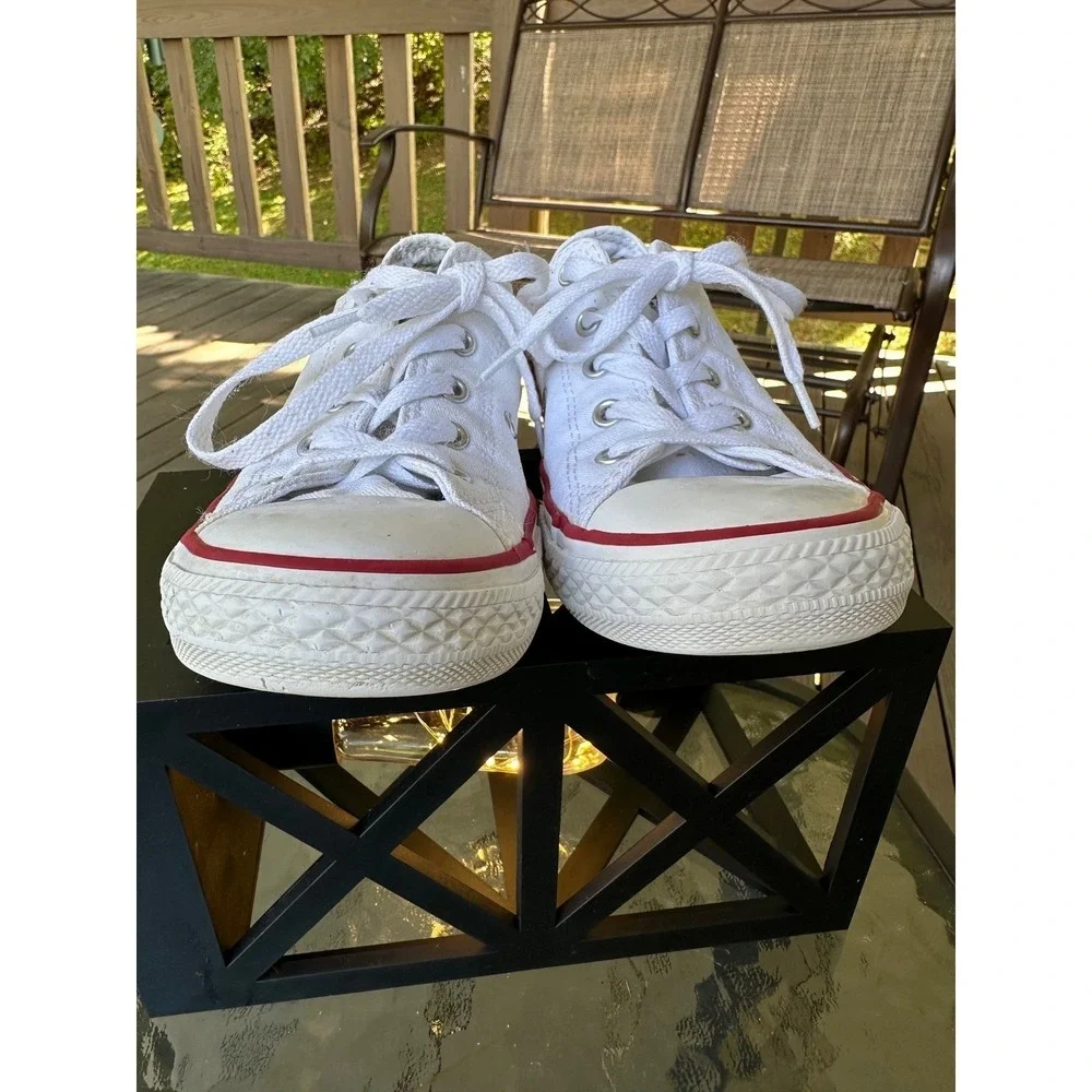 Converse All Star White Canvas Sneakers Low Top‎ Youth Shoes Size 3